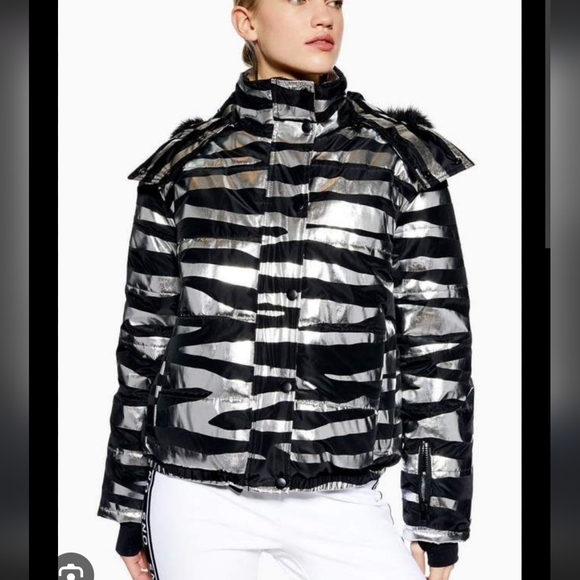 Topshop Jackets & Blazers - Topshop Sno Ski Jacket Foil Silver and Black